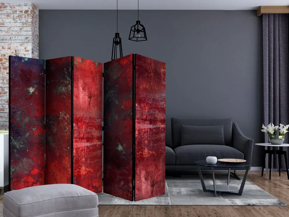 Parawan dwustronny Tła i desenie 225x172 cm 5-częściowy czerwony | MIRAT.