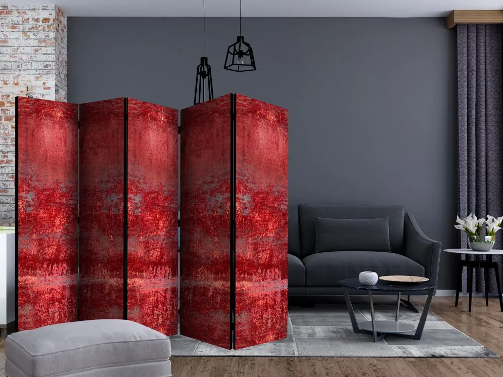 Parawan jednostronny Tła i desenie 225x172 cm 5-częściowy czerwony | MIRAT.