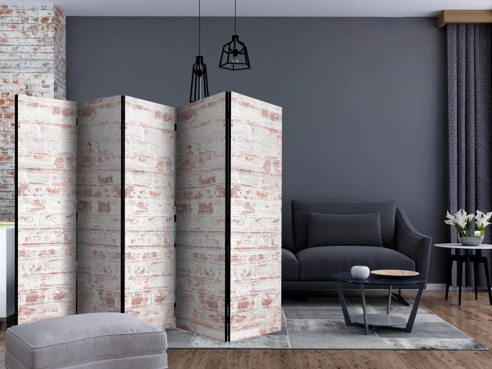 Parawan akustyczny Tła i desenie 225x172 cm 5-częściowy biały | MIRAT.