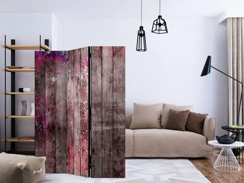 Parawan dwustronny Tła i desenie 135x172 cm 3-częściowy różowy | MIRAT.