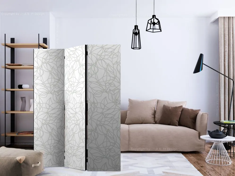 Parawan akustyczny Kwiaty 135x172 cm 3-częściowy biały | MIRAT.