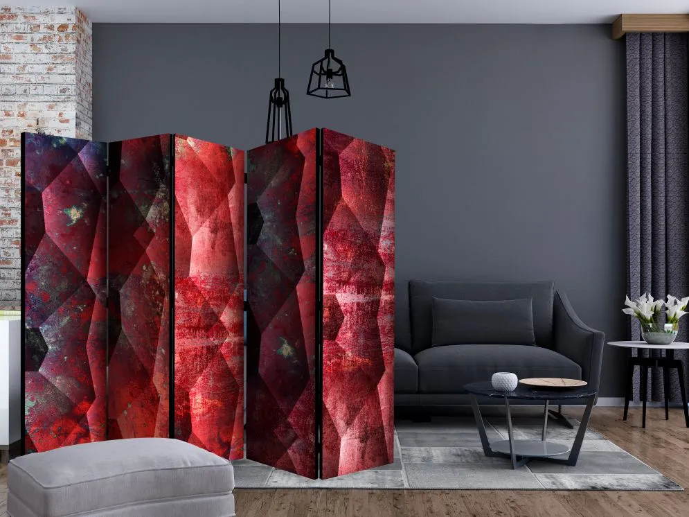 Parawan jednostronny Tła i desenie 225x172 cm 5-częściowy czerwony | MIRAT.