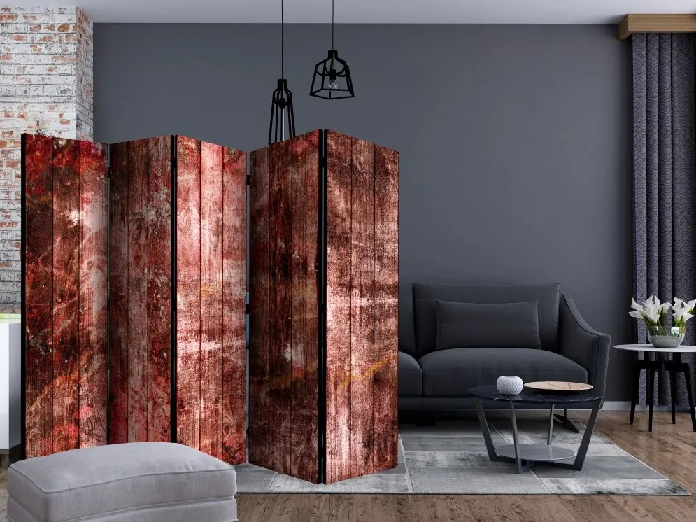 Parawan dwustronny Tła i desenie 225x172 cm 5-częściowy brązowy | MIRAT.