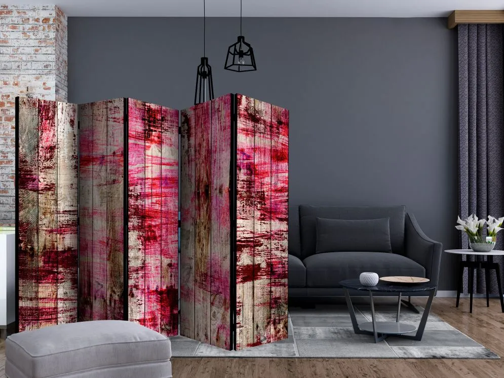 Parawan akustyczny Tła i desenie 225x172 cm 5-częściowy różowy | MIRAT.