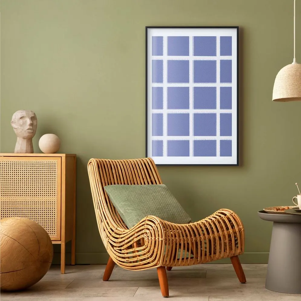 Plakat Białe linie 21x30 cm z ramą czarną z marginesem | MIRAT.