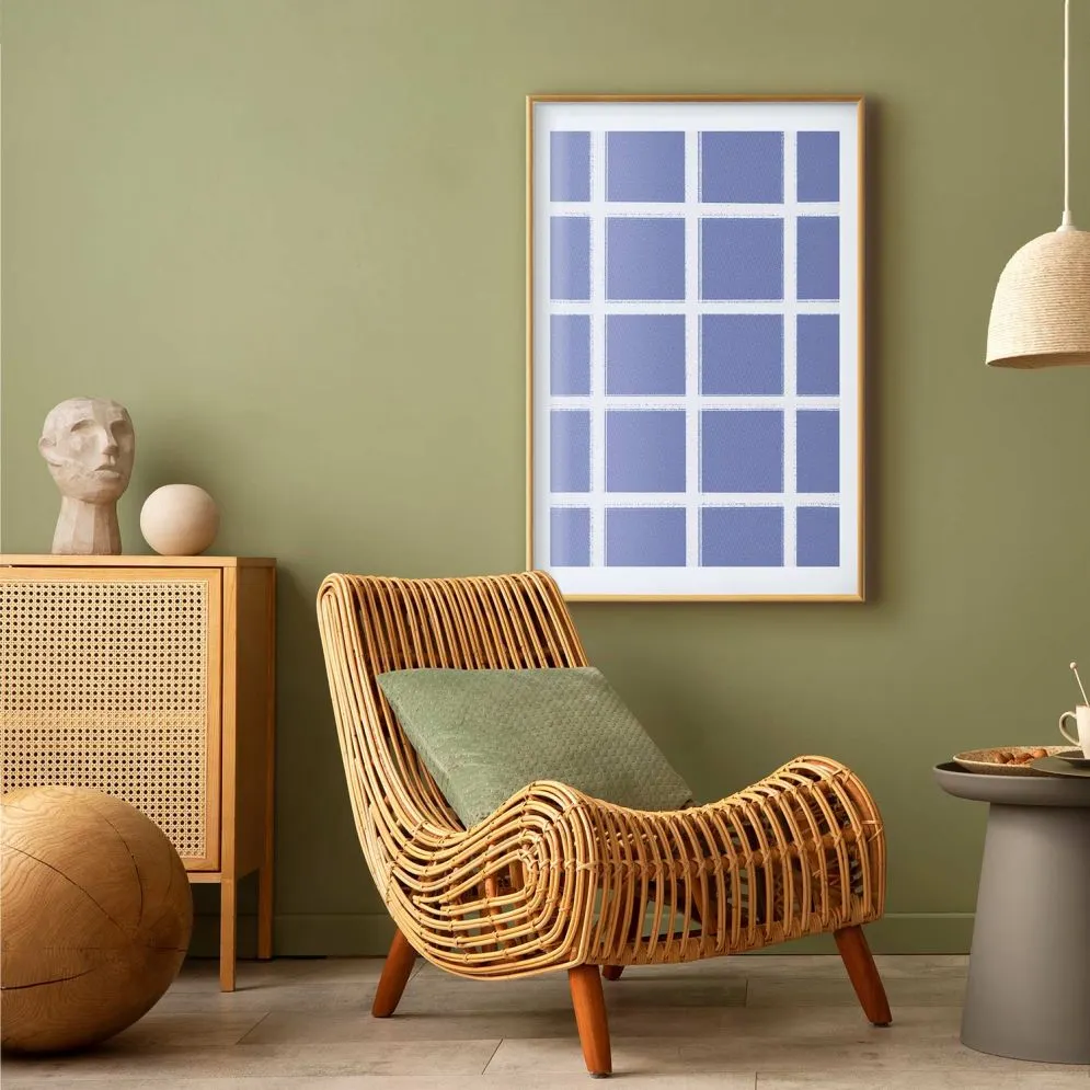 Plakat Białe linie 21x30 cm z ramą złotą z marginesem | MIRAT.