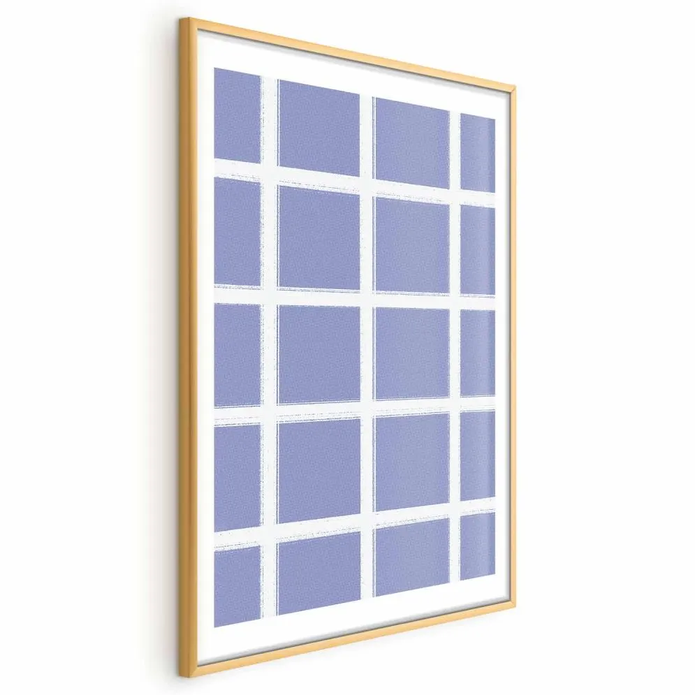 Plakat Białe linie 21x30 cm z ramą złotą z marginesem | MIRAT.