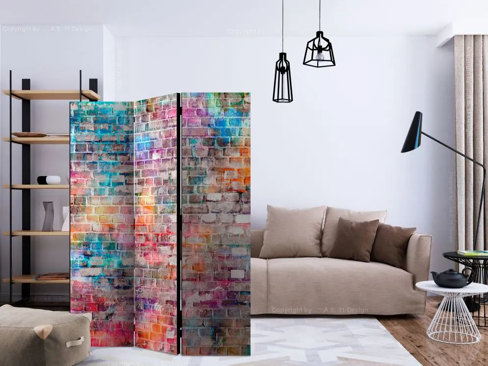 Parawan dwustronny Tła i desenie 135x172 cm 3-częściowy wielokolorowy | MIRAT.
