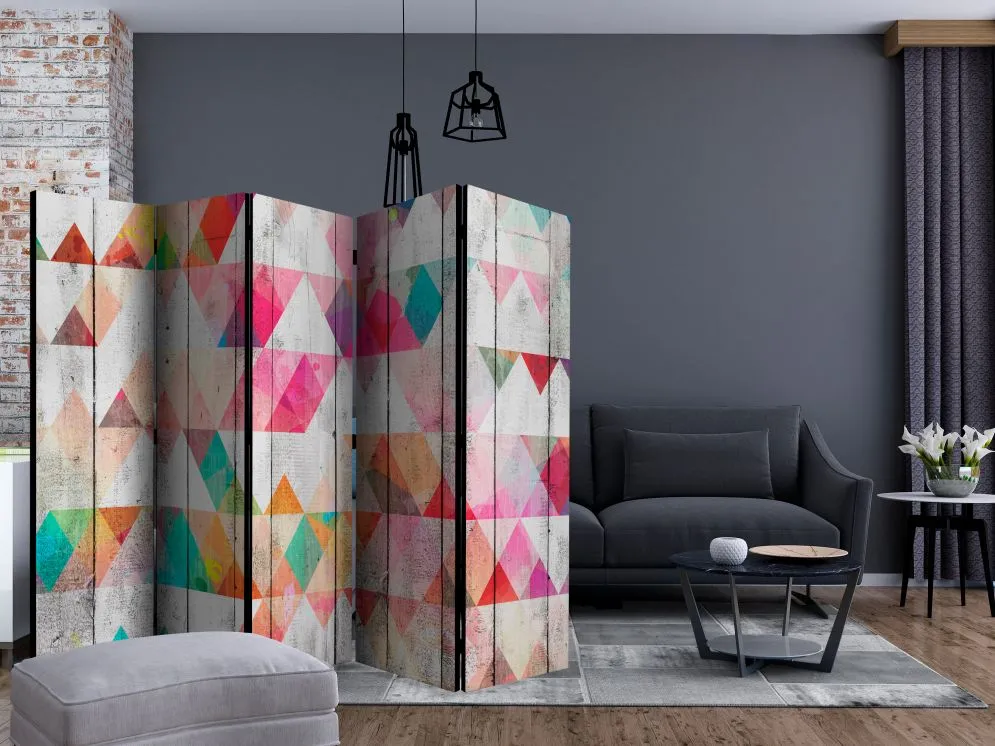 Parawan jednostronny Tła i desenie 225x172 cm 5-częściowy wielokolorowy | MIRAT.