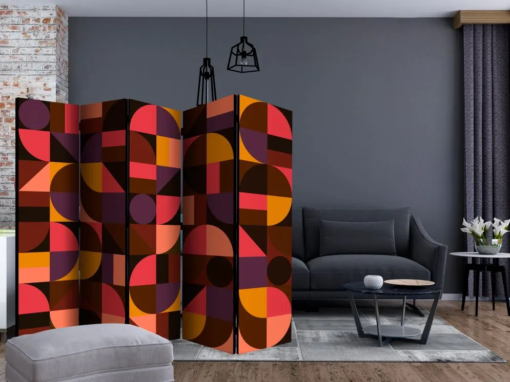 Parawan dwustronny Tła i desenie 225x172 cm 5-częściowy wielokolorowy | MIRAT.