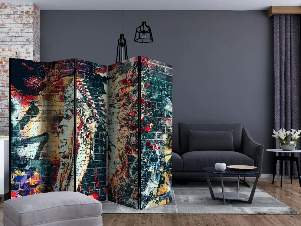 Parawan dwustronny Ludzie 225x172 cm 5-częściowy wielokolorowy | MIRAT.