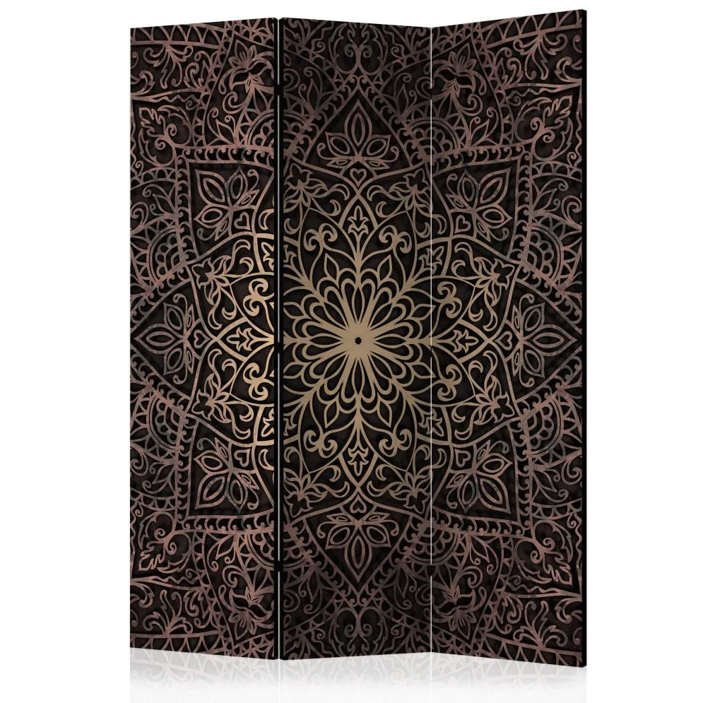 Parawan jednostronny Orient 135x172 cm 3-częściowy brązowy | MIRAT.