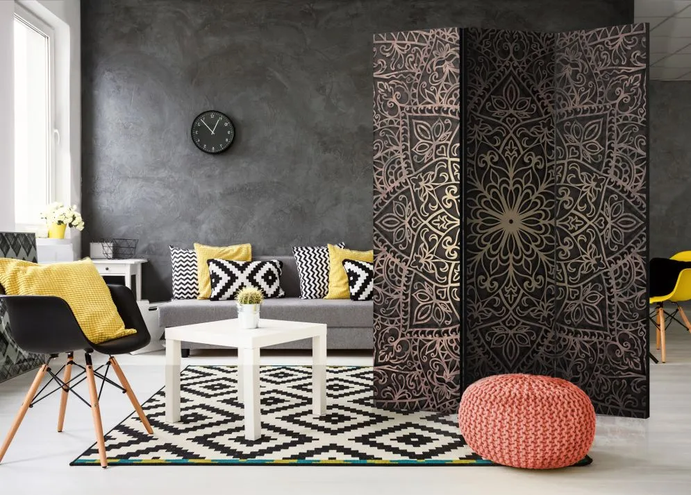 Parawan jednostronny Orient 135x172 cm 3-częściowy brązowy | MIRAT.