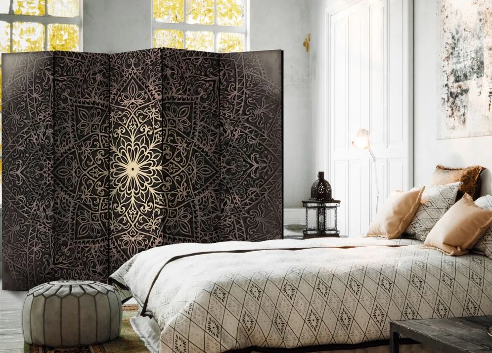 Parawan akustyczny Orient 225x172 cm 5-częściowy brązowy | MIRAT.