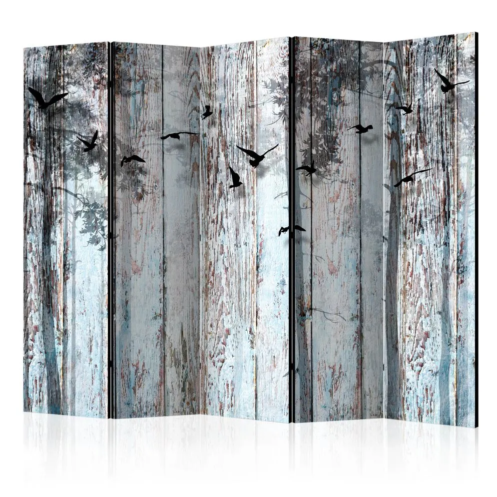Parawan dwustronny Tła i desenie 225x172 cm 5-częściowy czarny | MIRAT.