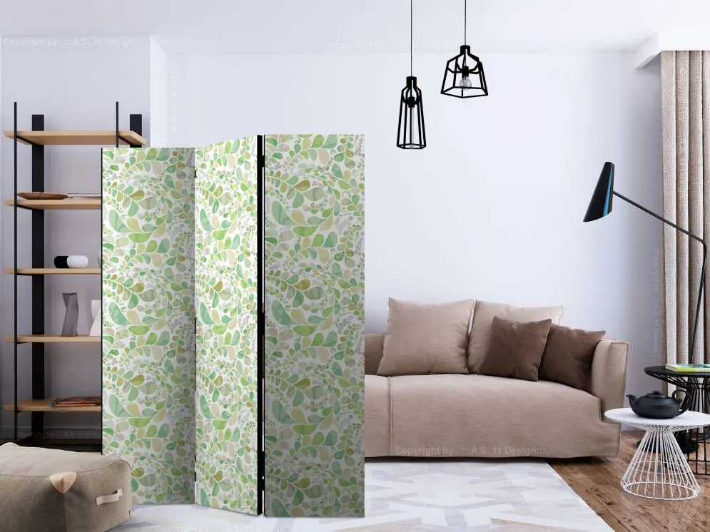 Parawan dwustronny Liście 135x172 cm 3-częściowy beżowy | MIRAT.
