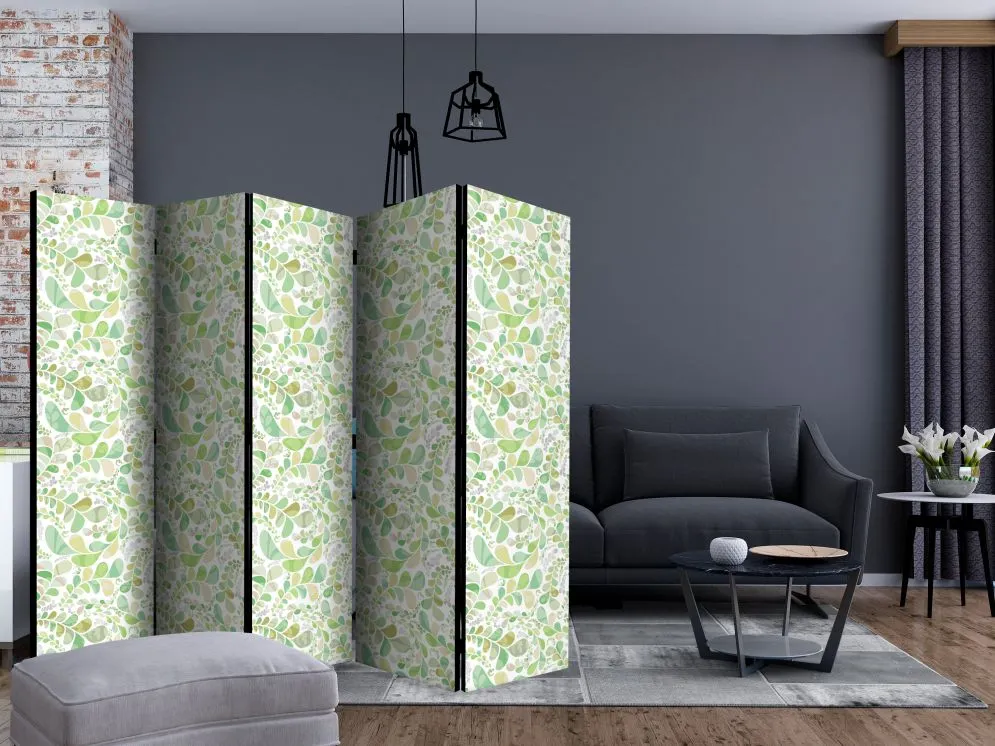 Parawan akustyczny Liście 225x172 cm 5-częściowy biały | MIRAT.