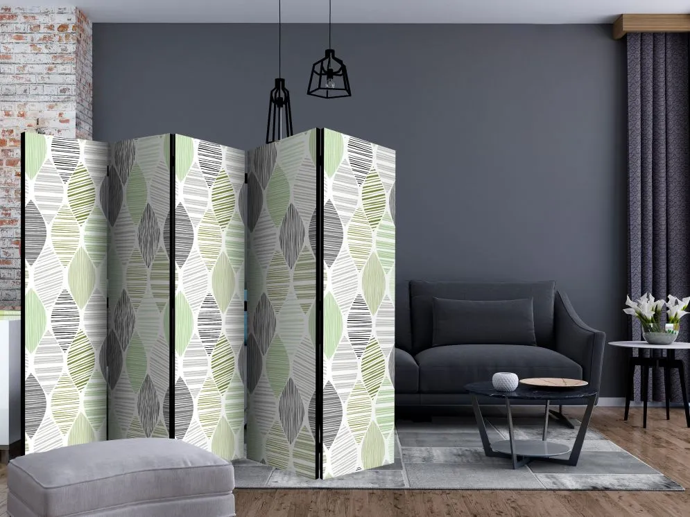 Parawan dwustronny Tła i desenie 225x172 cm 5-częściowy wielokolorowy | MIRAT.