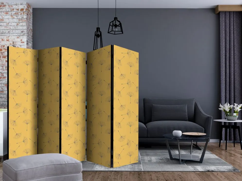 Parawan akustyczny Tła i desenie 225x172 cm 5-częściowy żółty | MIRAT.