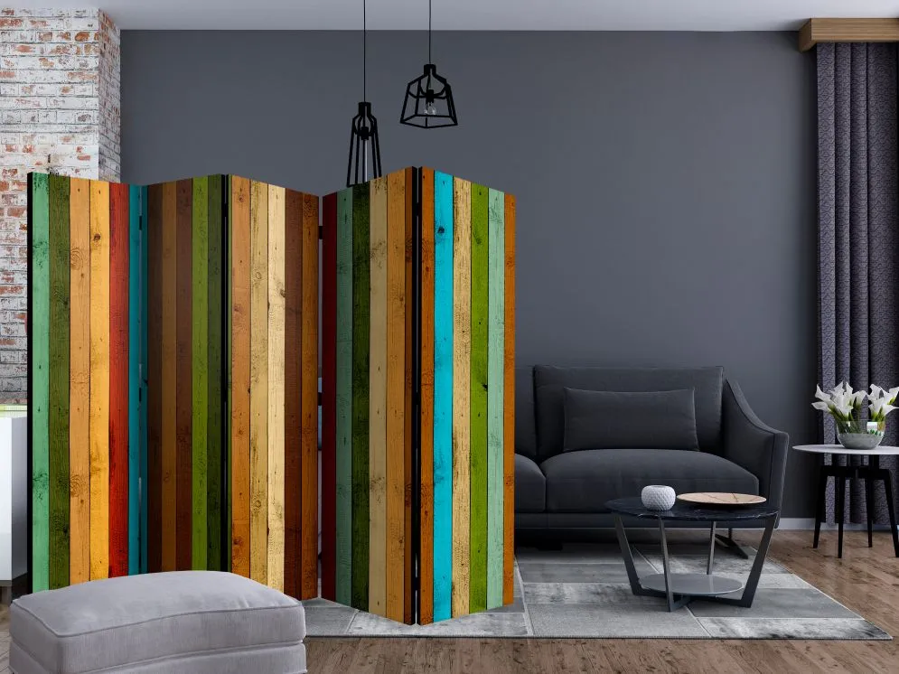 Parawan akustyczny Tła i desenie 225x172 cm 5-częściowy wielokolorowy | MIRAT.