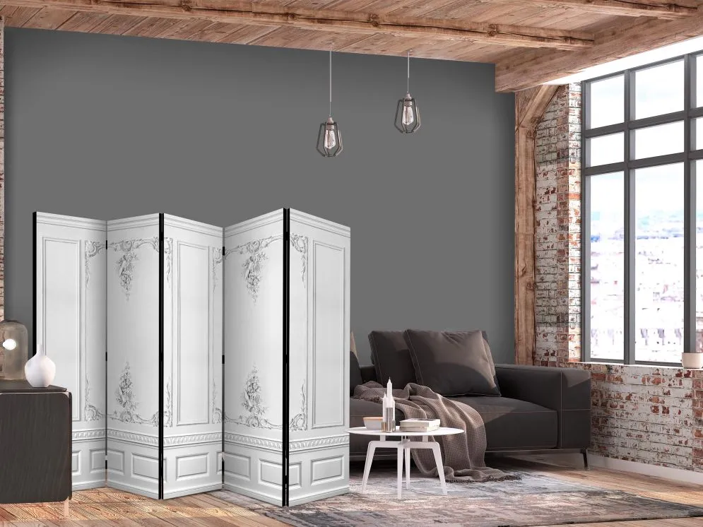 Parawan dwustronny Tła i desenie 225x172 cm 5-częściowy czarny | MIRAT.