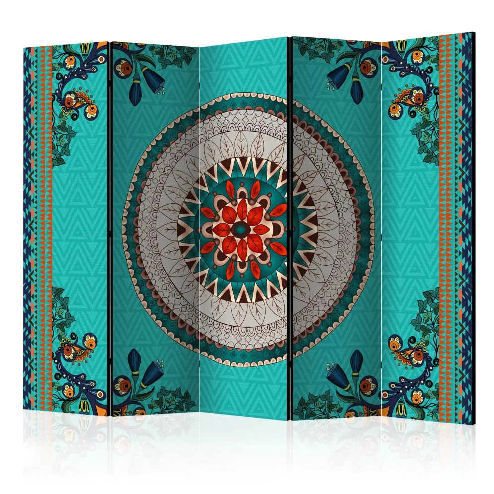 Parawan akustyczny Orient 225x172 cm 5-częściowy turkusowy | MIRAT.