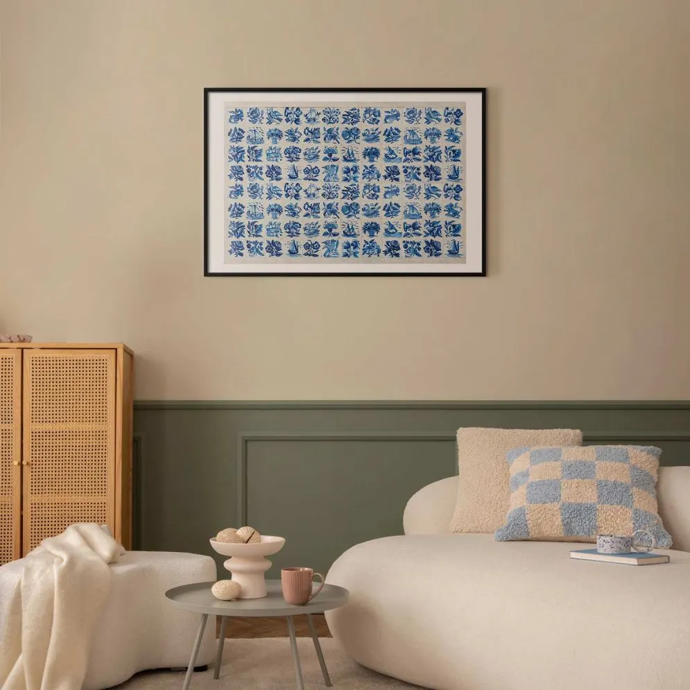 Plakat Płytki azulejos 60x40 cm z ramą czarną z marginesem | MIRAT.