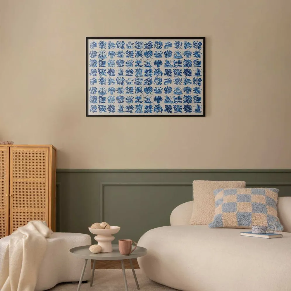 Plakat Płytki azulejos 90x60 cm z ramą czarną bez marginesu | MIRAT.