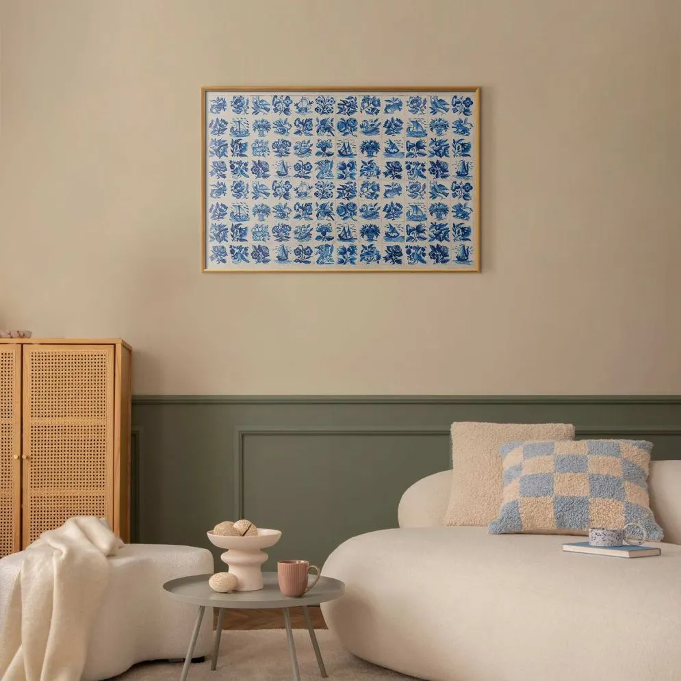 Plakat Płytki azulejos 60x40 cm z ramą złotą bez marginesu | MIRAT.