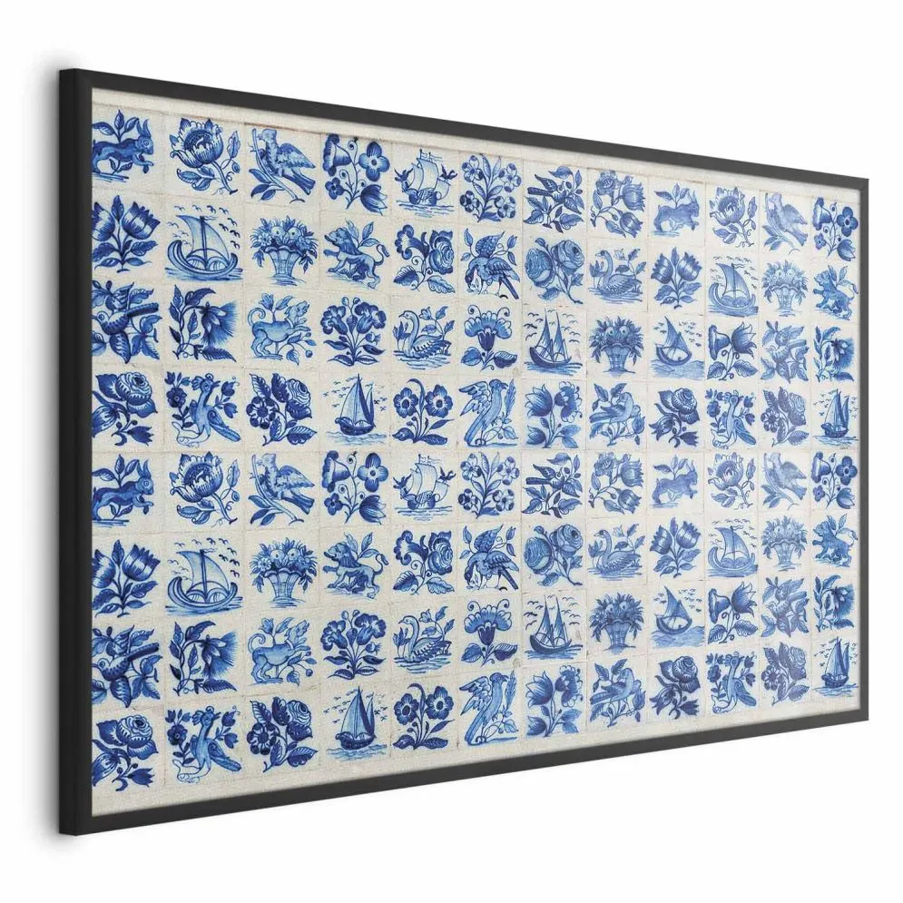 Plakat Płytki azulejos 90x60 cm z ramą czarną bez marginesu | MIRAT.
