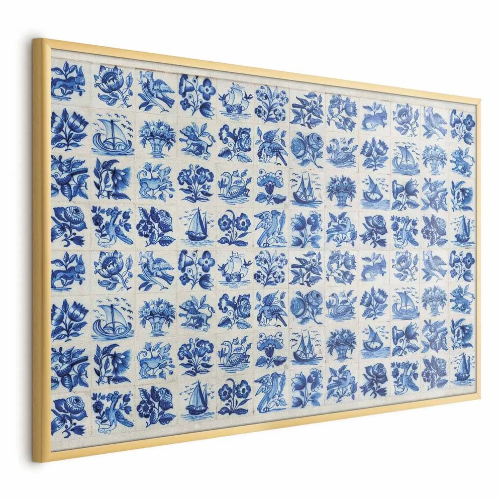 Plakat Płytki azulejos 60x40 cm z ramą złotą bez marginesu | MIRAT.