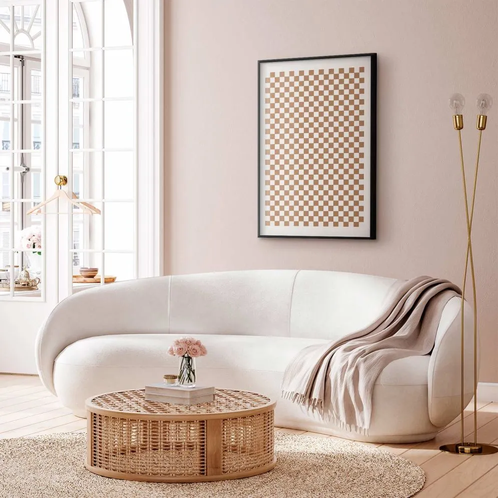 Plakat Brązowa geometria 21x30 cm z ramą czarną z marginesem | MIRAT.