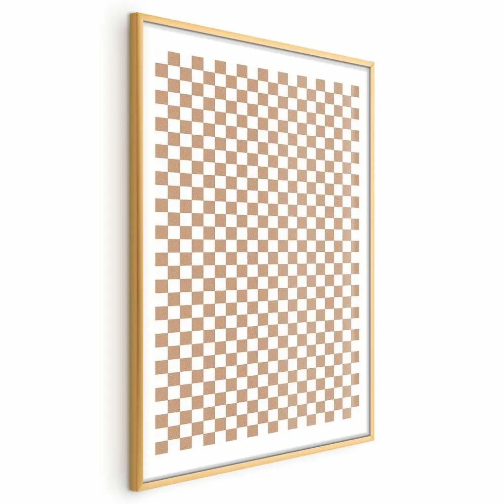 Plakat Brązowa geometria 21x30 cm z ramą złotą z marginesem | MIRAT.