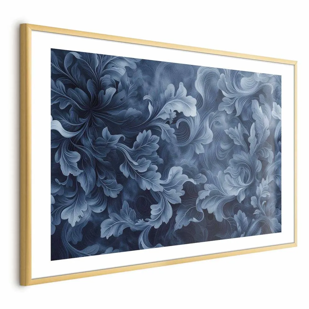 Plakat Abstrakcyjne ornamenty 60x40 cm z ramą złotą z marginesem | MIRAT.
