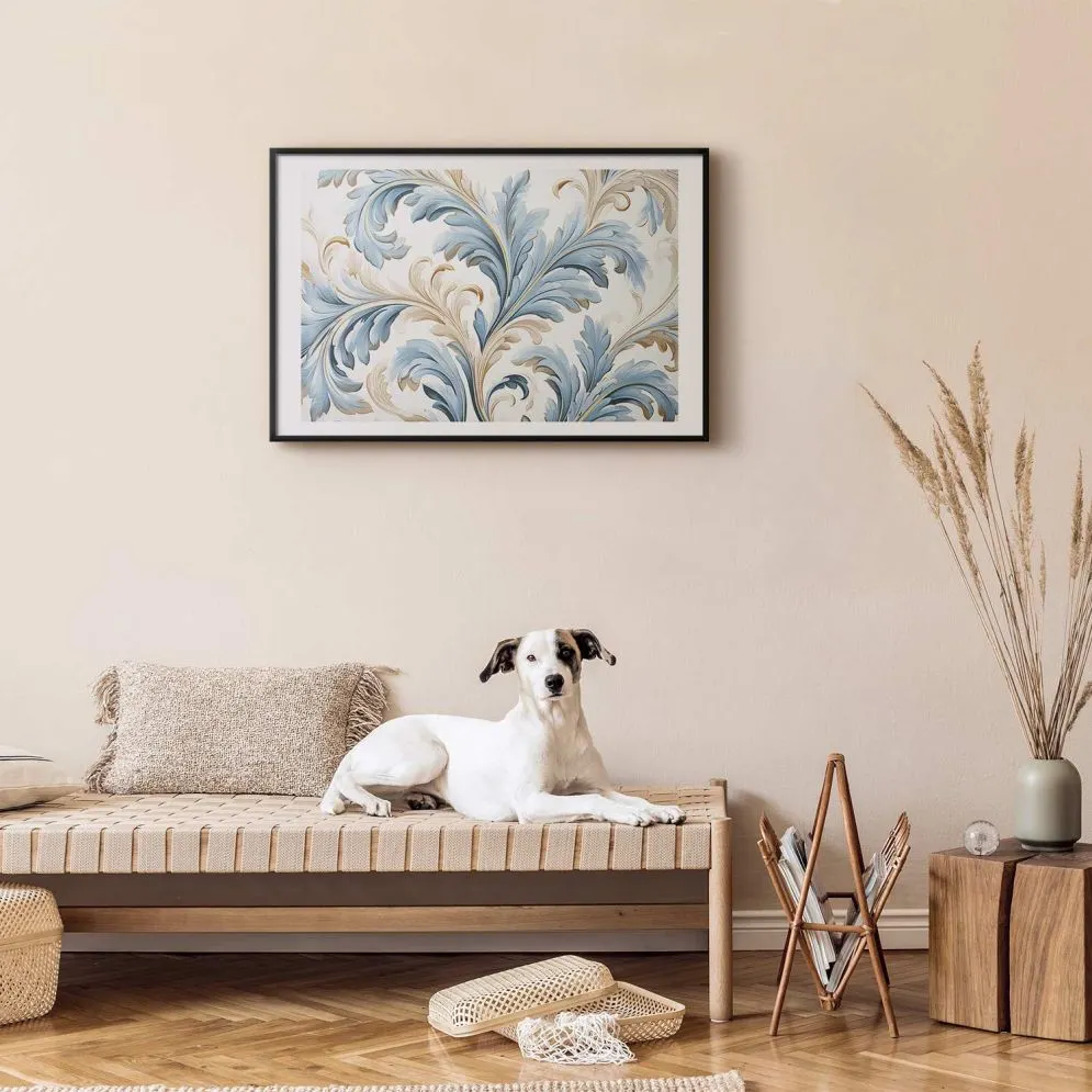 Plakat Barokowe pnącze 60x40 cm z ramą czarną z marginesem | MIRAT.