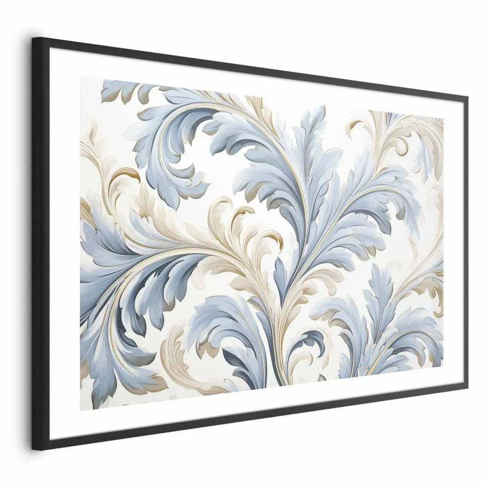 Plakat Barokowe pnącze 60x40 cm z ramą czarną z marginesem | MIRAT.