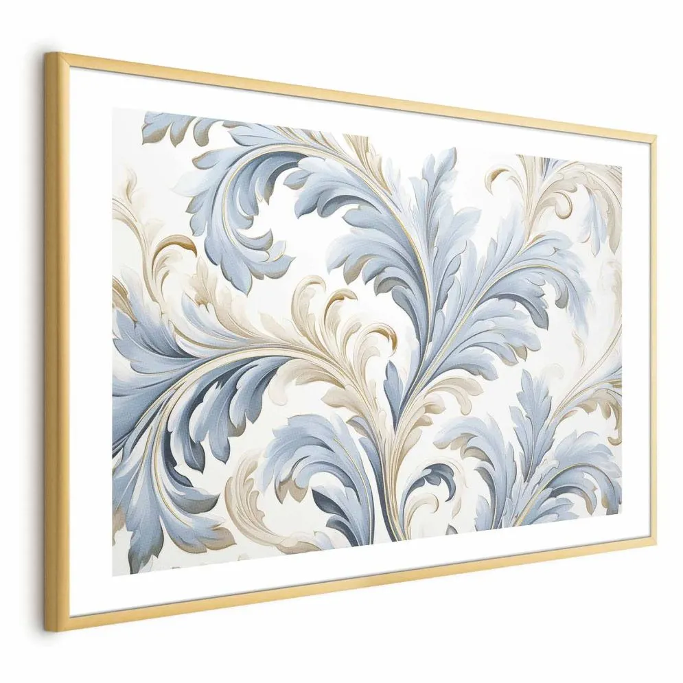 Plakat Barokowe pnącze 60x40 cm z ramą złotą z marginesem | MIRAT.