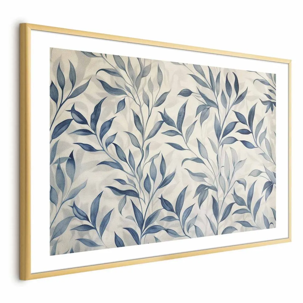 Plakat Motyw botaniczny 42x29,7 cm z ramą złotą z marginesem | MIRAT.