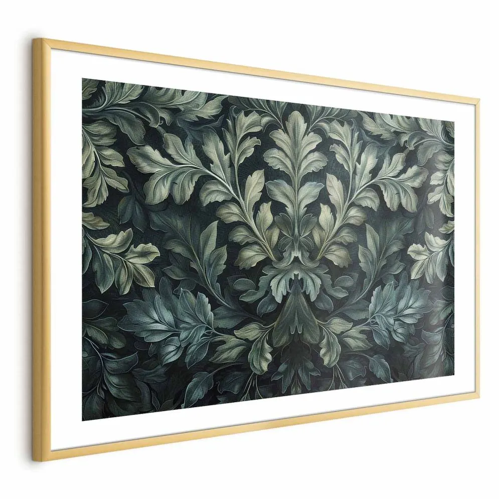 Plakat Wiktoriańskie liście 60x40 cm z ramą złotą z marginesem | MIRAT.