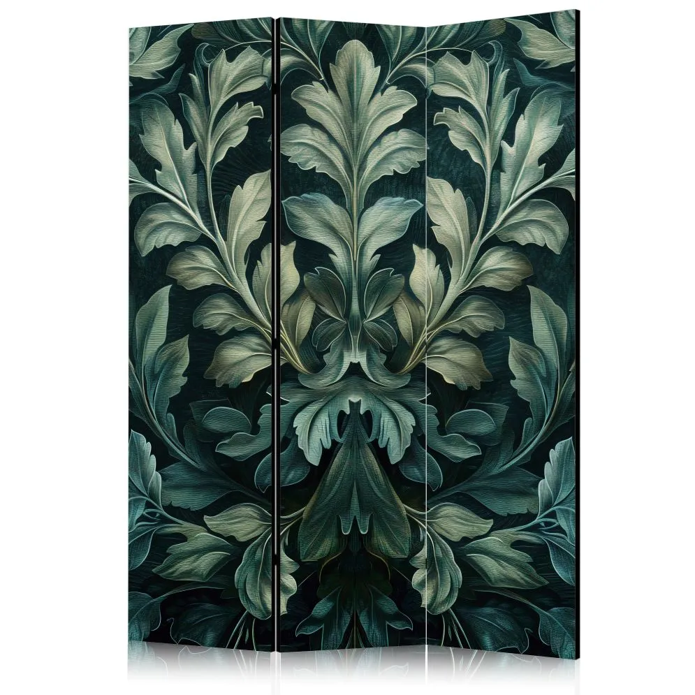 Parawan dwustronny Kwiaty 135x172 cm 3-częściowy zielony | MIRAT.