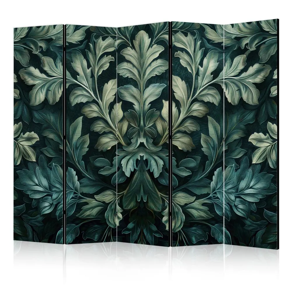 Parawan dwustronny Kwiaty 225x172 cm 5-częściowy zielony | MIRAT.