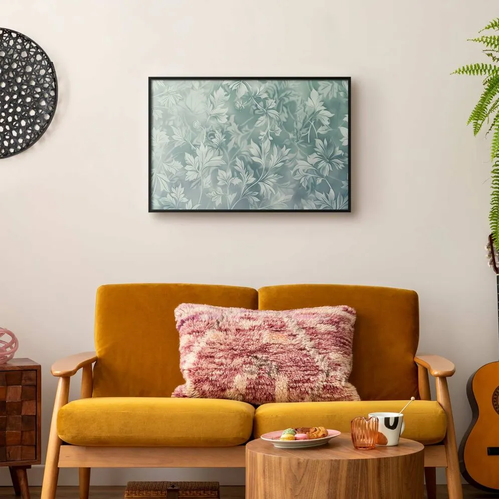 Plakat Przetarte wzory roślinne 60x40 cm z ramą czarną bez marginesu | MIRAT.