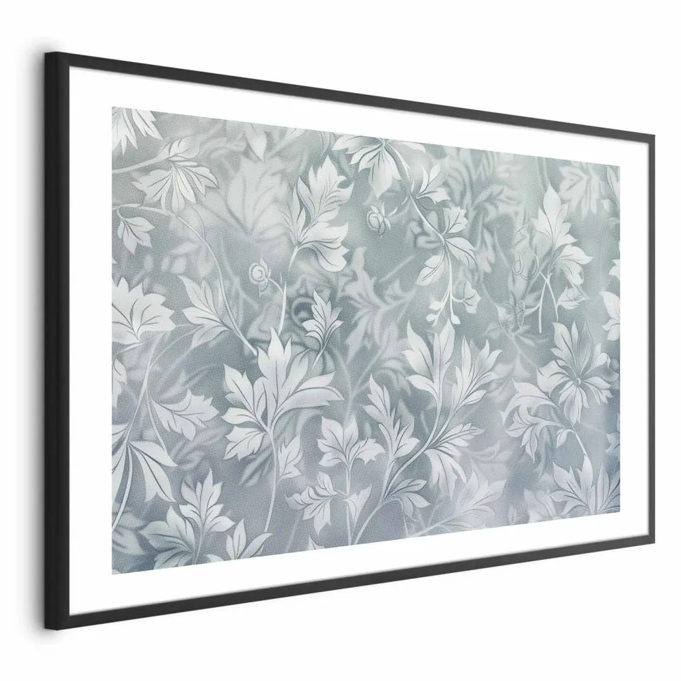 Plakat Przetarte wzory roślinne 60x40 cm z ramą czarną z marginesem | MIRAT.