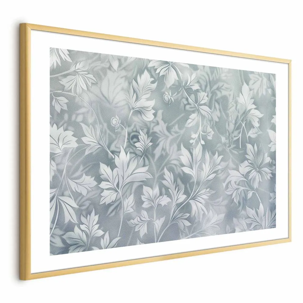 Plakat Przetarte wzory roślinne 90x60 cm z ramą złotą z marginesem | MIRAT.