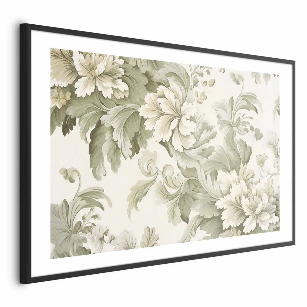 Plakat Vintage kwiaty 90x60 cm z ramą czarną z marginesem | MIRAT.