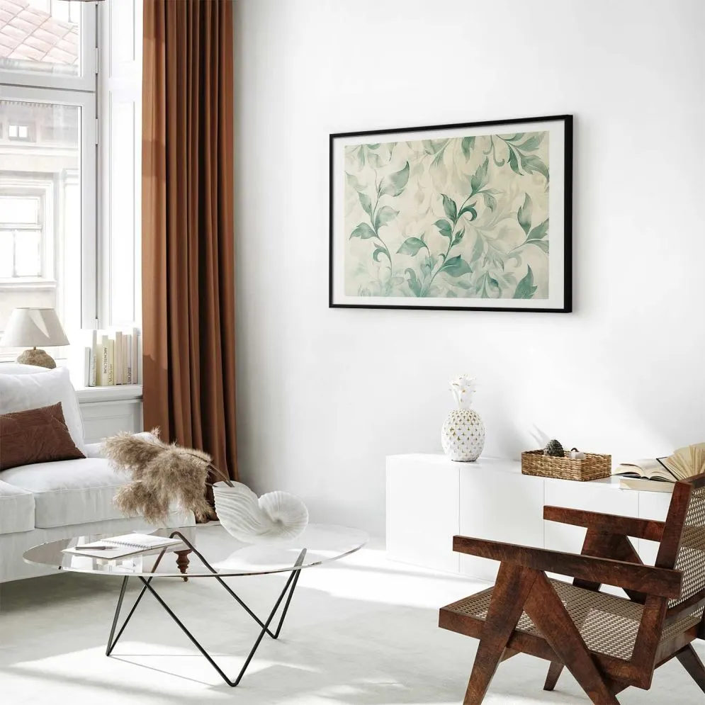 Plakat Artgeist Akwarelowe listki 60 x 40 cm 1 szt z ramą czarną i marginesem | MIRAT.  kolekcja f-H-10016-ao-a