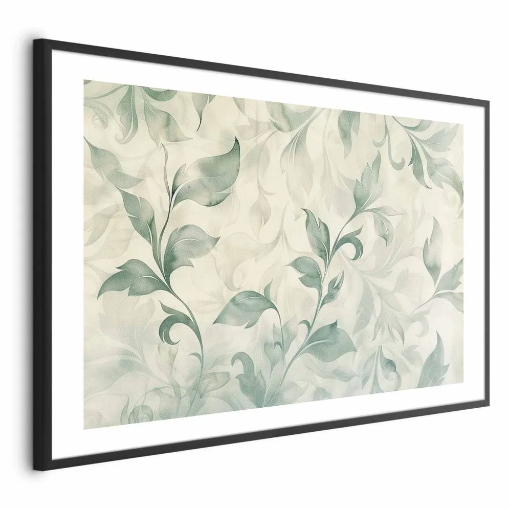 Plakat Artgeist Akwarelowe listki 60 x 40 cm 1 szt z ramą czarną i marginesem | MIRAT.  kolekcja f-H-10016-ao-a