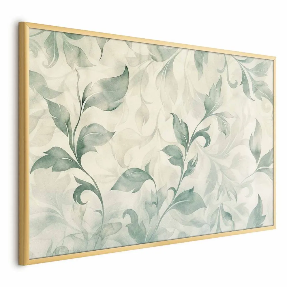 Plakat akwarelowe listki 60 x 40 cm z ramą złotą | MIRAT.  kolekcja f-H-10016-ao-a