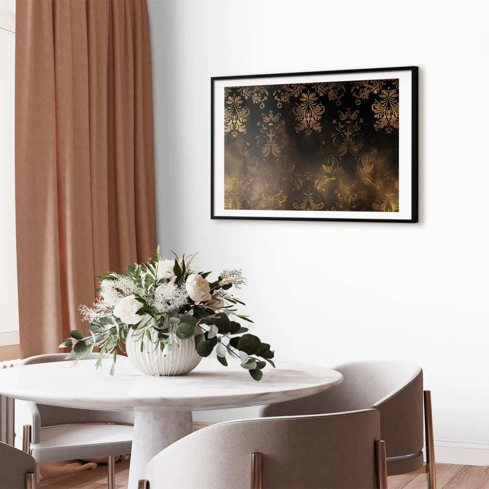 Plakat Barokowe wzory 60x40 cm z ramą czarną z marginesem | MIRAT.