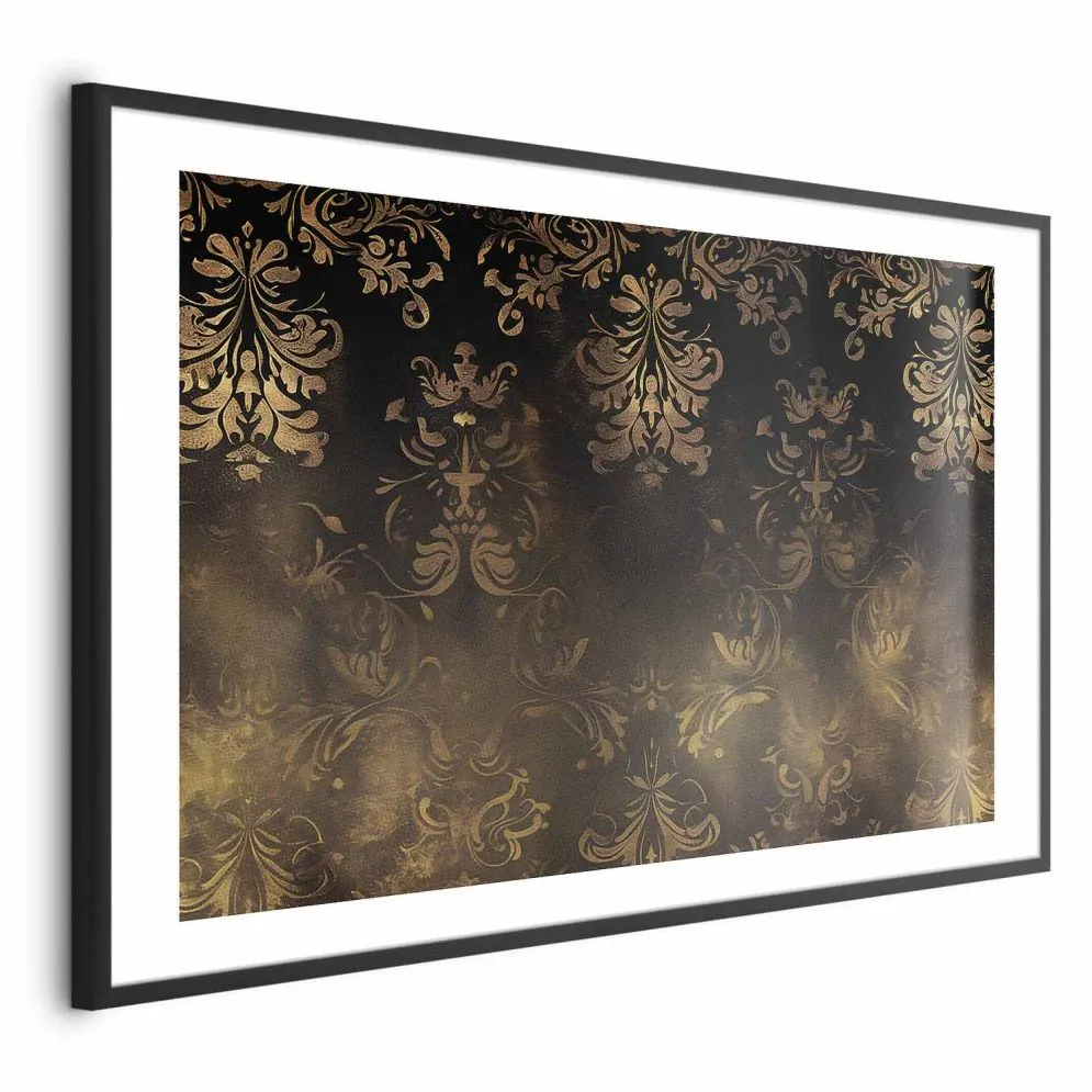 Plakat Barokowe wzory 60x40 cm z ramą czarną z marginesem | MIRAT.